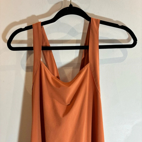 ATHLETA Sz L Arrival Wide  Straps Crossed Back Side Slit Stretchy Maxi Dress - Picture 6 of 13